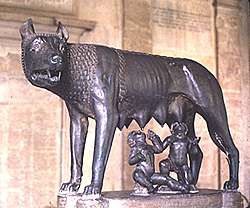 Wölfin mit den Zwillingen Romulus und Remus