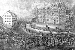 Brand des Fabrikgebäude in Uster 1832
