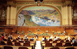 Nationalratssaal im Bundeshaus Bern